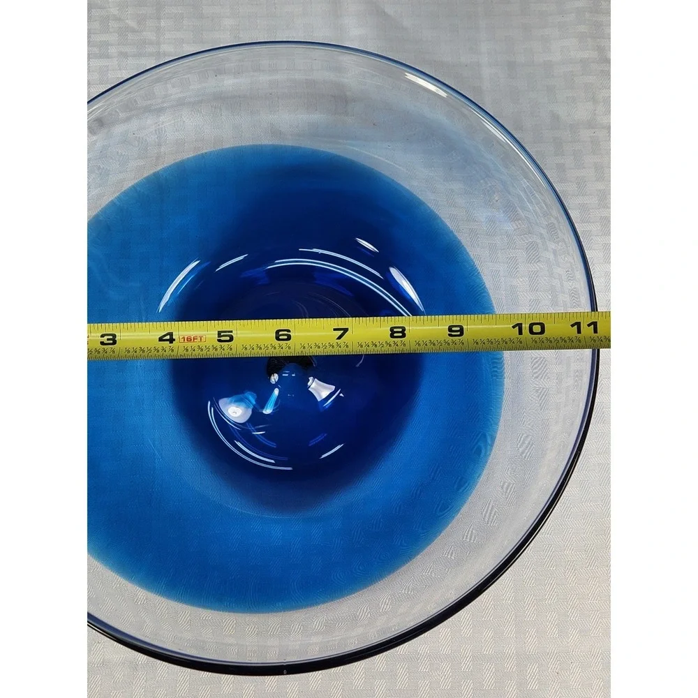 Ikea Stockholm Blue Wave Blown Glass Bowl - 11 .5
